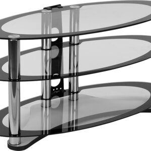Wholesale Westchester Two-Tone Glass TV Stand with Shelves and Chrome Tubing