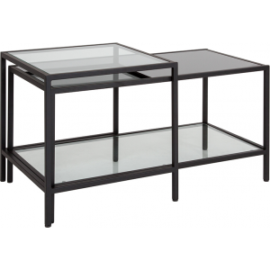 Wholesale Westerly Multi-Tiered Glass Coffee Table with Black Metal Frame