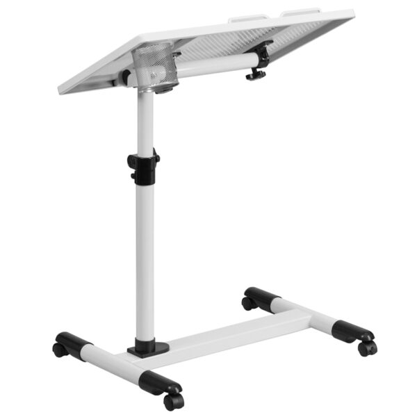 Lowest Price White Adjustable Height Steel Mobile Computer Desk