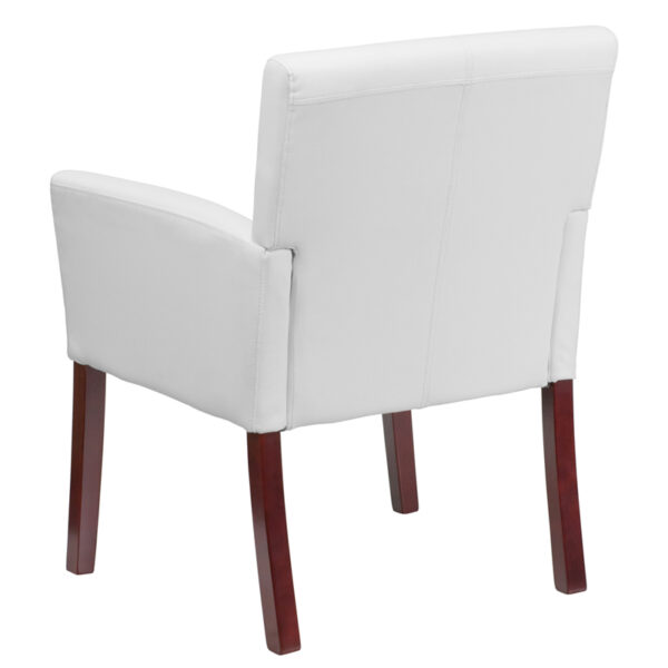 Contemporary Visitor Chair White Leather Side Chair