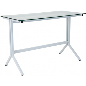 Wholesale Winfield Collection Glass Computer Desk with White Metal Frame