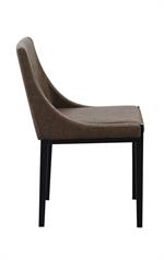Modern Vintage Metal Chair With Brown Vinyl Seat & Back - Image 3