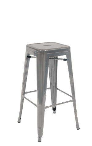 Indoor Backless Steel Barstool in Clear Coat Finish