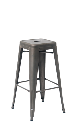Indoor Backless Steel Barstool in Gun Color Coating