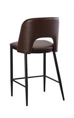 Metal Bar Stool With Brown Vinyl Seat & Back - Image 3