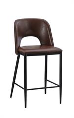 Metal Bar Stool With Brown Vinyl Seat & Back - Image 2