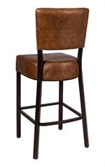 Metal Lounge Barstool with Brown Vinyl Seat and Back - Image 3