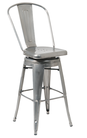 Indoor Steel Swivel Barstool in Clear Coat Finish