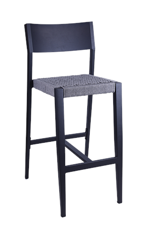 Black Aluminum Barstool with Terylene Fabric Seat for Outdoor Use