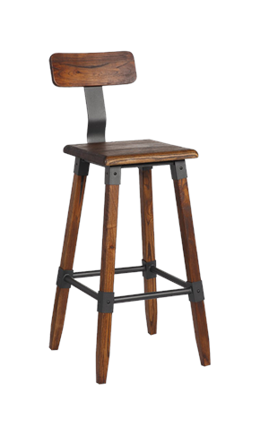 T-Back Elmwood Barstool in Walnut Color for Indoor Use