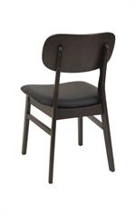 Dark Walnut Rubber Wood Chair with Black Vinyl Seat - Image 3