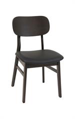 Dark Walnut Rubber Wood Chair with Black Vinyl Seat - Image 2