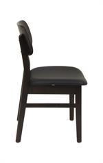Dark Walnut Rubber Wood Chair with Black Vinyl Seat - Image 4