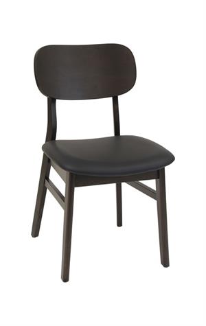 Dark Walnut Rubber Wood Chair with Black Vinyl Seat