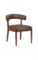 Contemporary Oak Wood Chair with Curved Backrest and Black Upholstered Seat for Indoor use - Image 4