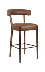 Contemporary Oak Wood Chair with Curved Backrest and Black Upholstered Seat for Indoor use - Image 5