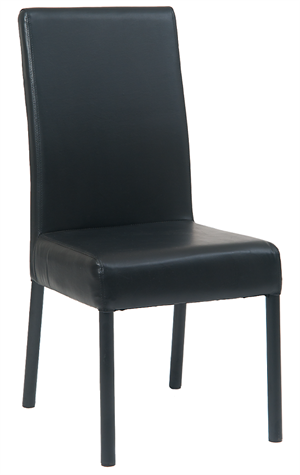 Black Vinyl Parsons Chair with Black Steel Legs