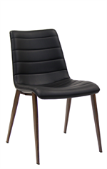 Wood-Grain Metal Barstool & Black Vinyl Seat and Back - Image 2