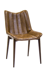 Wood Grain Metal Barstool & Brown Vinyl Seat & Back - Image 2