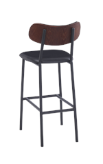Black Metal Barstool w/ Black Vinyl Back & Seat for Indoor Use - Image 3