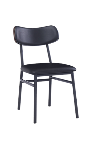Black Metal Chair with Black Vinyl Back & Seat for Indoor Use ERP-178
