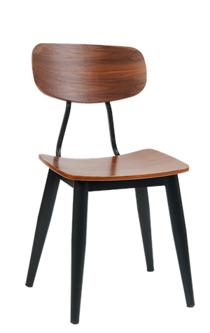 Black Metal Chair with Veneer Back & Seat-1