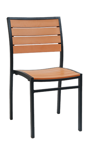 Black Aluminum Chair with Imitation Teak Slats