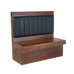 48"H Single Booth in Walnut Veneer Frame, Vinyl Padded Channeled Back