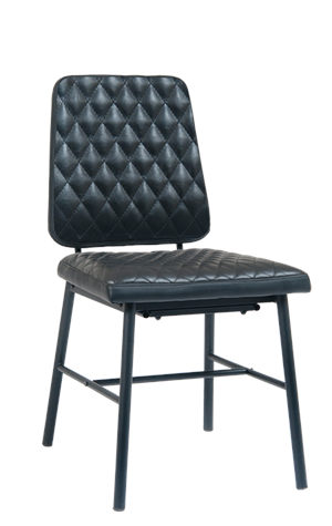 Black Steel Chair with Black Vinyl Back & Seat-5