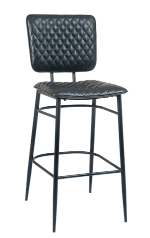 Black Steel Bar Stool with Black Vinyl Back & Seat