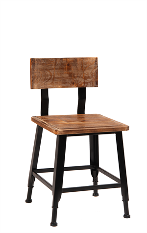Black Metal Chair with Pine Wood Back & Seat