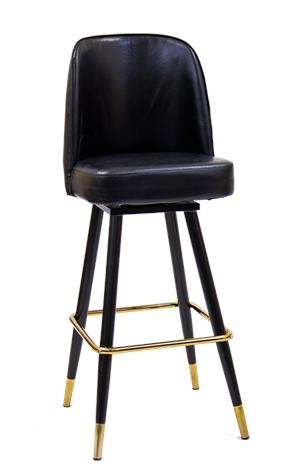 Swivel Barstool with Black Vinyl Bucket Seat