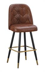 Brown Upholstered Bucket Seat with Tufted Back - Image 4
