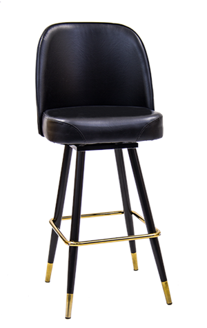 Swivel Barstool with Extra Large Black Vinyl Bucket Seat