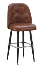 Brown Upholstered Bucket Seat with Tufted Back - Image 3