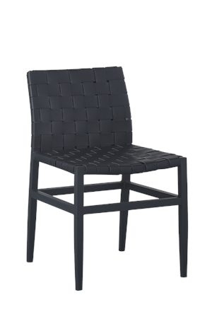 Metal Chair w/ Vinyl Woven Seat & Back in Black