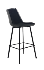 Metal Bar Stool w/ Diamond Stitched Vinyl Seat in Black - Image 3