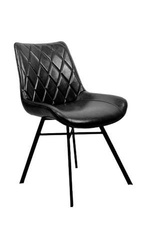 Metal Chair w/ Diamond Stitched Vinyl Seat in Black