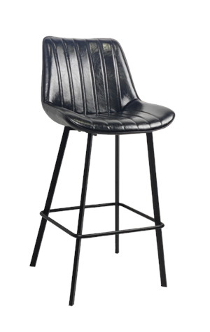 Metal Bar Stool w/ Vinyl Seat in Black