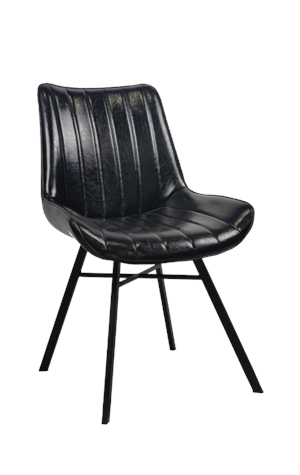 Metal Chair w/ Vinyl Seat in Black