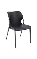Sleek Metal Dining Chair with Textured Black Vinyl Backrest and Seat for Indoor Use - Image 2