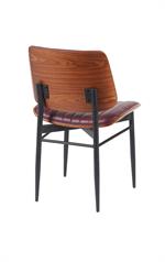 Indoor Mid-Century Modern Metal Chair with Burgundy Vinyl Seat & Back - Image 4