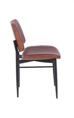 Indoor Mid-Century Modern Metal Chair with Burgundy Vinyl Seat & Back - Image 3