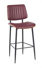 Indoor Mid-Century Modern Metal Chair with Burgundy Vinyl Seat & Back - Image 12