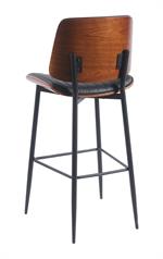 Indoor Mid-Century Modern Metal Barstool with Black Vinyl Seat & Back - Image 3