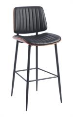 Indoor Mid-Century Modern Metal Barstool with Black Vinyl Seat & Back - Image 2