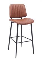 Indoor Mid-Century Modern Metal Barstool with Black Vinyl Seat & Back - Image 6