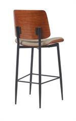 Indoor Mid-Century Modern Metal Barstool with Cream Vinyl Seat & Back - Image 3
