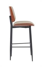 Indoor Mid-Century Modern Metal Barstool with Cream Vinyl Seat & Back - Image 4