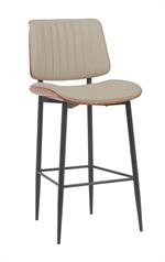Indoor Mid-Century Modern Metal Barstool with Black Vinyl Seat & Back - Image 9